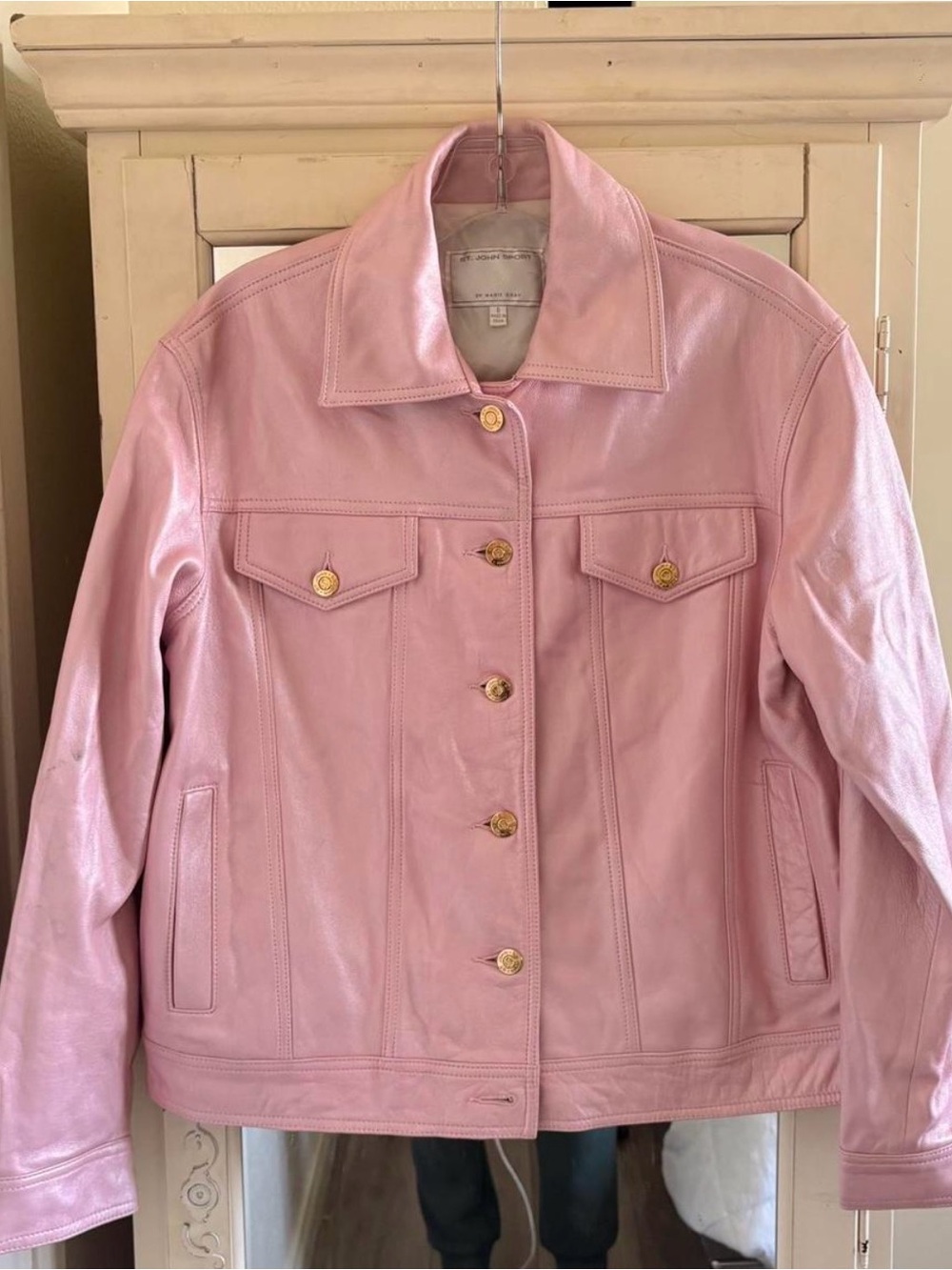 St. John Pink Lamb Leather Jacket.